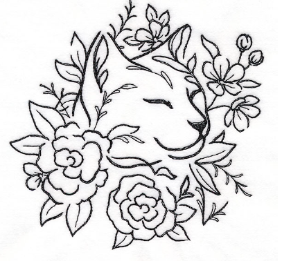 A cat with flowers and leaves

AI-generated content may be incorrect.