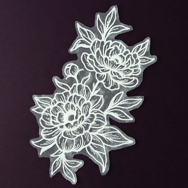 A white flower with leaves on a black background

AI-generated content may be incorrect.